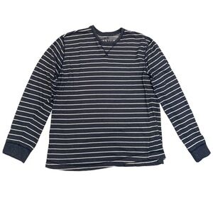 💜 Old Navy Men's XL Blue & White Striped Long Sleeve Thermal Tee Shirt